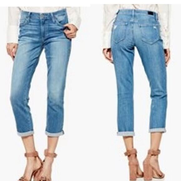 Paige HIGH RISE JIMMY JIMMY CROP medium wash Venice Skinny denim jeans size 30 - Picture 1 of 12